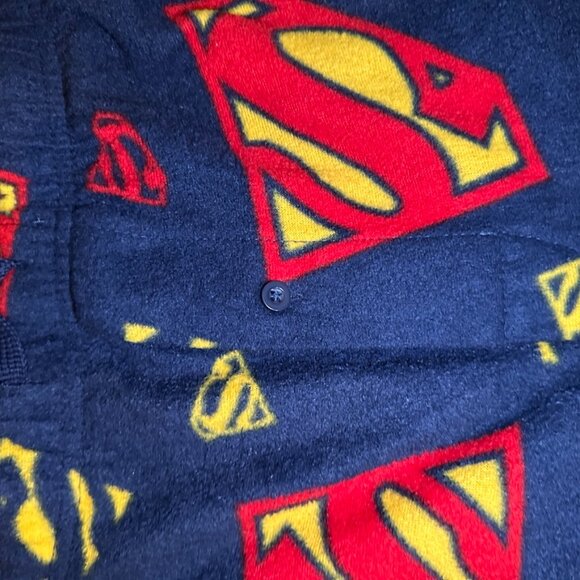 Superman Pajama Bottoms Men's XL Blue Soft Fleece All Over Logo Lounge Pants - Picture 2 of 6